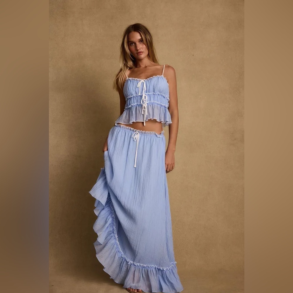 12th Tribe Light Blue Maxi Skirt